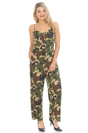 FRONT TIE DETAIL ARMY JUMPSUIT ...